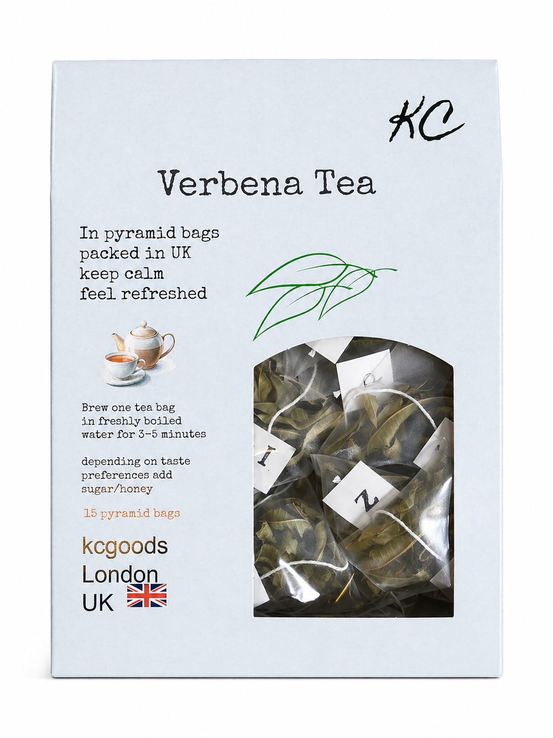 Verbena Tea in Pyramid bags 4 boxes (15 pyramid bags per box)